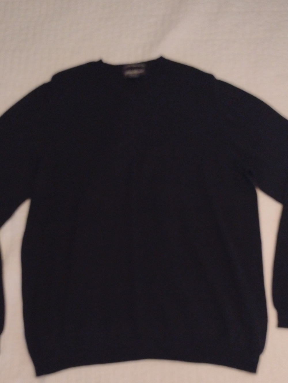 Eddie Bauer Men's L Black Stretch Pima Cotton Sweater V Neck Long Sleeve